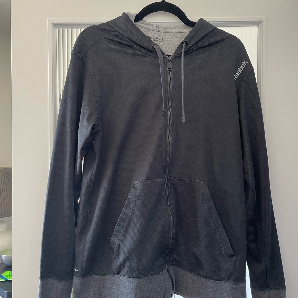 Reebok Men’s Black Hooded Full-Zip Sweatshirt